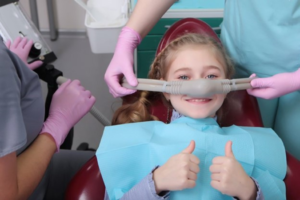 a young patient receiving nitrous oxide